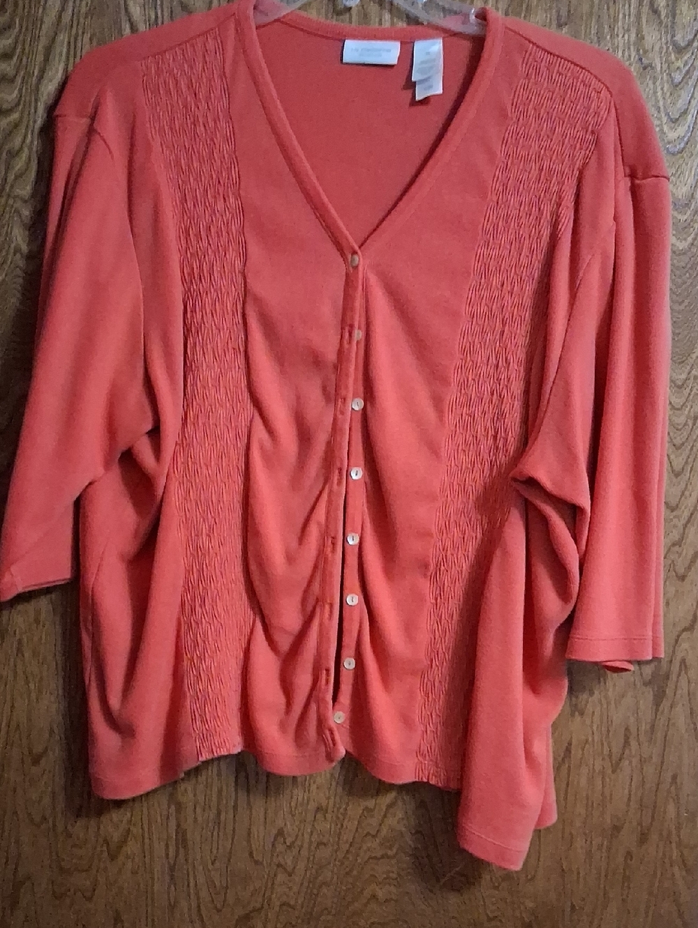 Liz Claiborne Coral-Orange Button Front V-Neck Cardigan